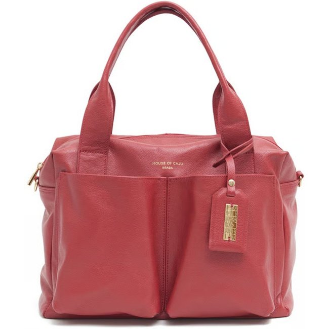 Bolsa Feminina Em Couro Alça De Mão Vermelha "Dandara Regis"""