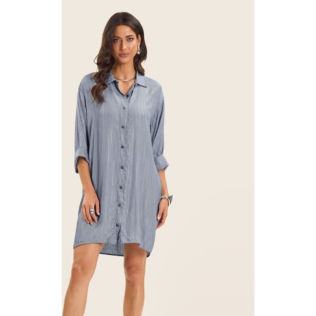 Vestido Chemise Feminino Com Botões Endless Azul