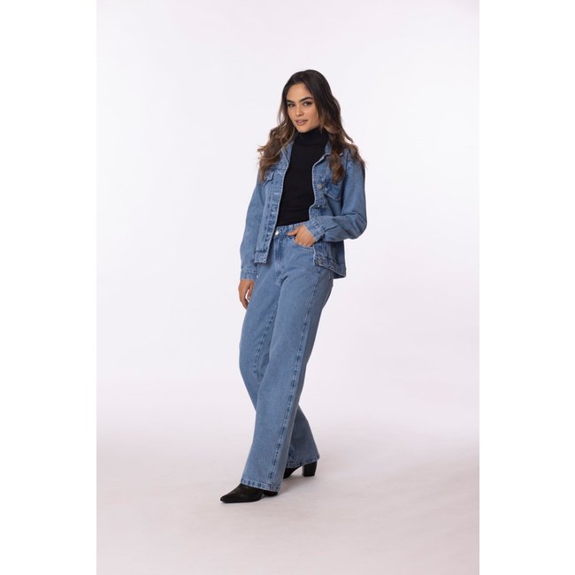 Calça Wide leg jeans Azul claro Aero Jeans