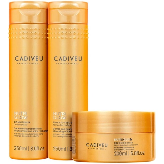 Kit Cadiveu Professional Nutri Glow Shampoo Condicionador e Máscara (3 produtos)