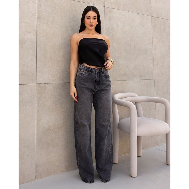 Calça Jeans Fem Wide Leg Básica Cintura Alta 29036 Vintage Consciência
