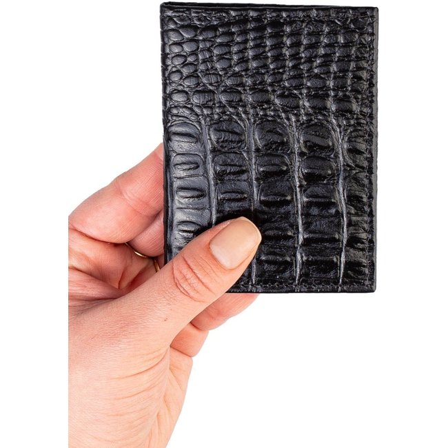 Porta cartões de couro croco Andréia 7,5x10cm - Preto