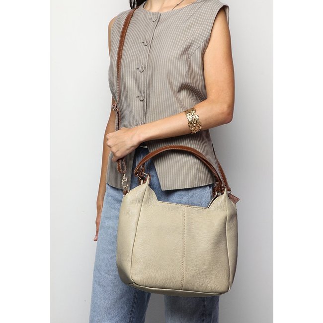 Bolsa SN Couros Áustria Off White/Caramelo