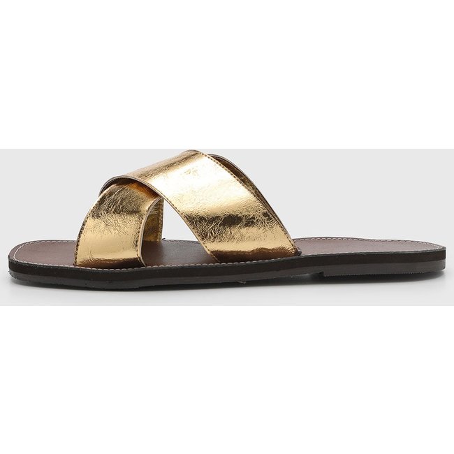 Rasteira Feminina Santa Lolla Tiras Cruzadas Dourado
