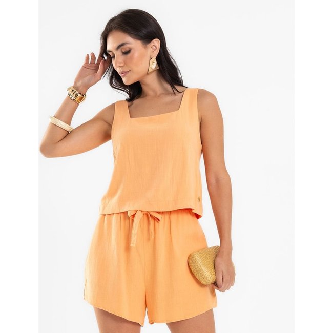 Shorts Feminino Em Linho Endless Laranja