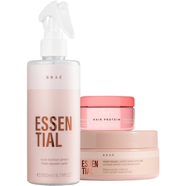 Kit Braé Essential Máscara P Fluído e Hair Protein (3 produtos)