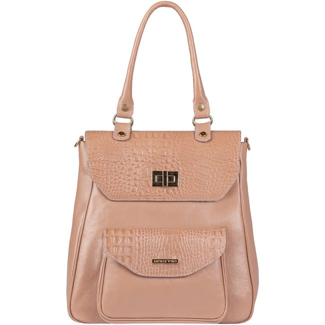 Mochila de couro croco Joanna - Bege