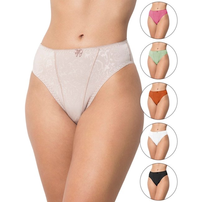 Kit 5 Calcinhas Gabi Lingerie Tanga Microfibra Confortável Cintura Média Multicolorido