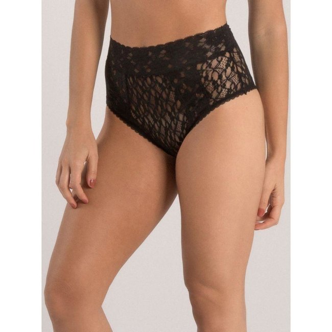 Calcinha Cintura Alta Renda Sweet Lace Preto Preto