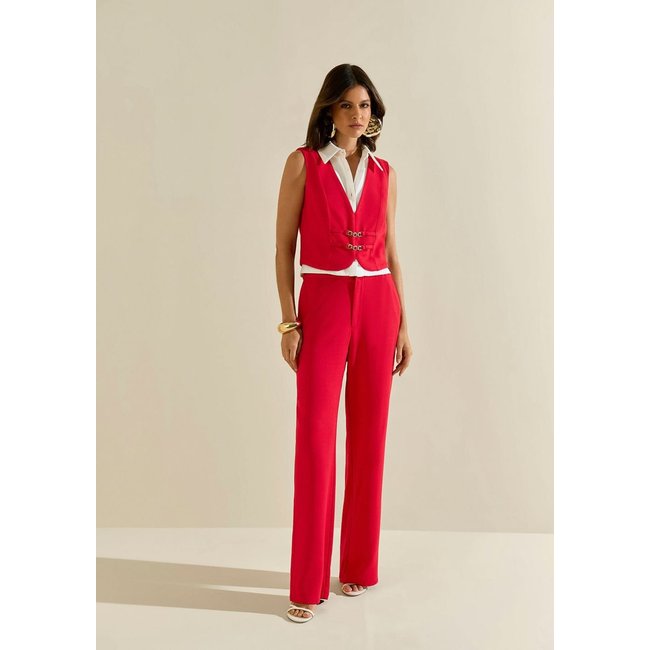 Calça Morena Rosa Reta Alta Estampado
