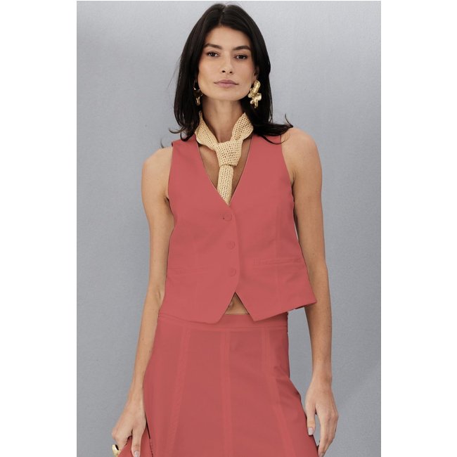 Colete Feminino Casual em Linho Smk Rosa