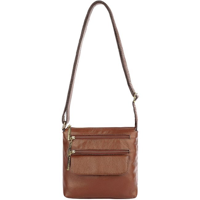 Bolsa transversal de couro liso Maura - Whisky