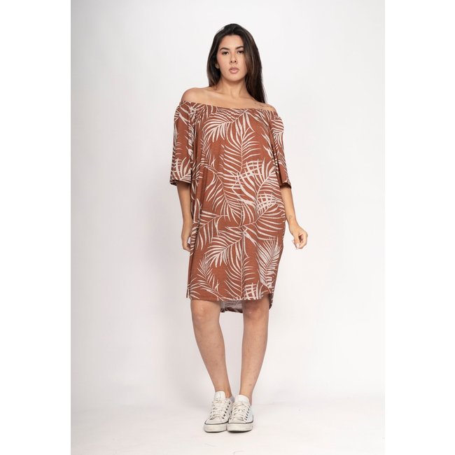 Vestido CabanaFree Curto Malha Ombro a Ombro Mullet Amplo Palmas da Terra