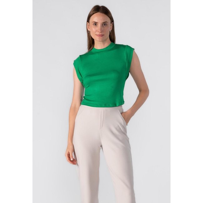 Blusa malha basica manga cavada Verde
