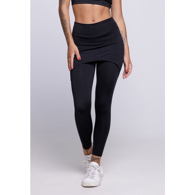 Calça Legging Saia Serra e Mar Modas Lisa Preto