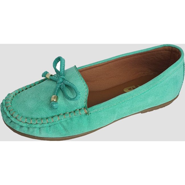 Sapatilha Mocassim Moda Pé Costurado à Mão Camurça Verde Esmeralda