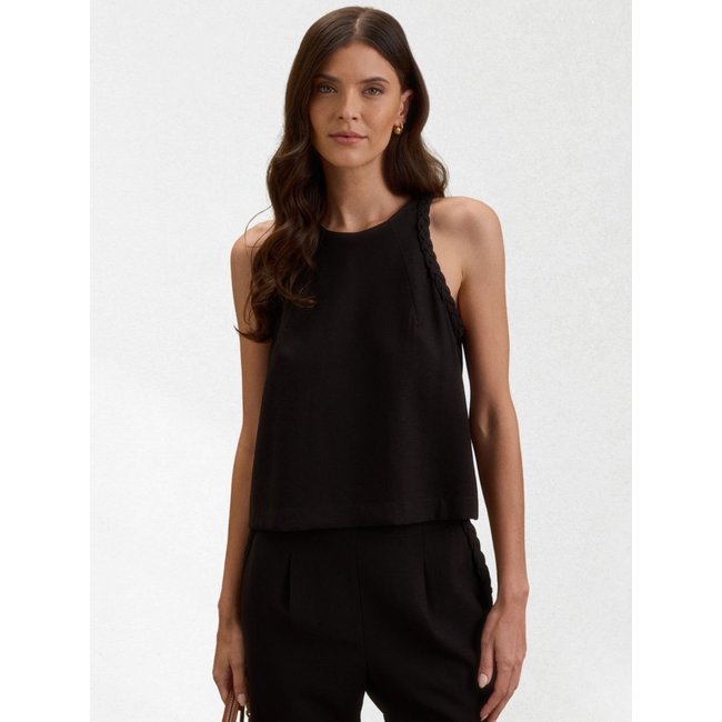 Blusa Via Lessa Cirela com Trança em Viscose Preta