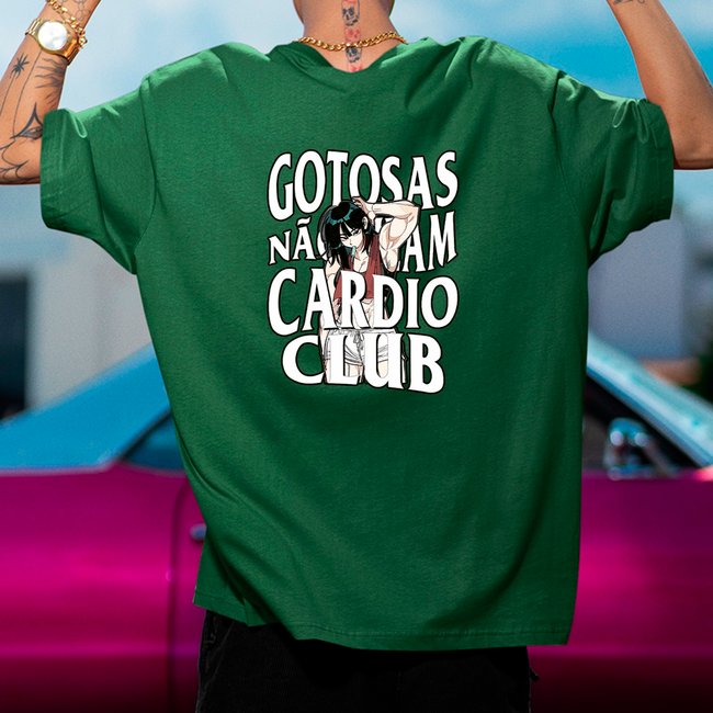 Camiseta Oversized Navit Cardio Gostosa Academia Verde
