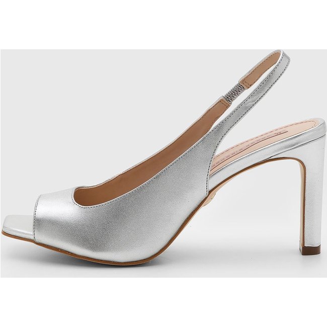Sandália Feminina Jorge Bischoff Salto Bloco Prata