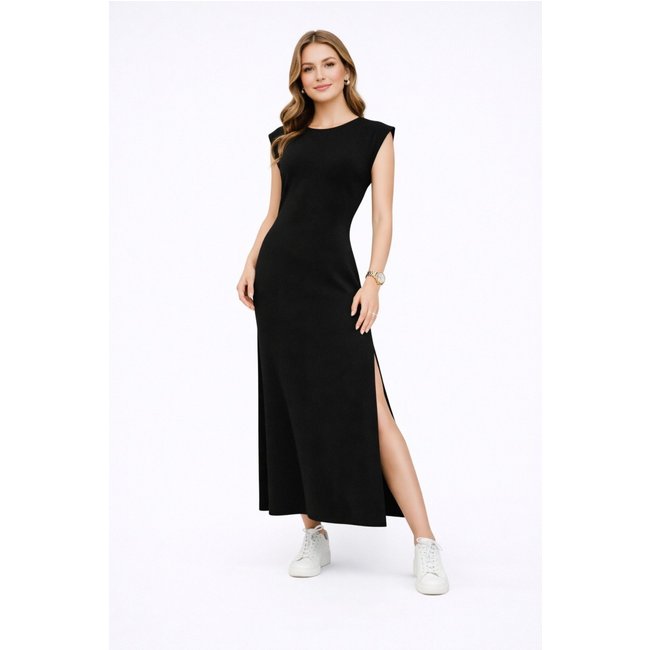 Vestido Longo D Bell Outlet Fashion Com Fenda Preto