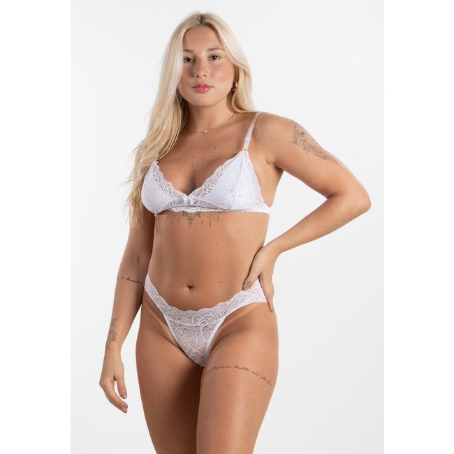 Conjunto Lingerie Rendado Sexy Linha Noite Branco