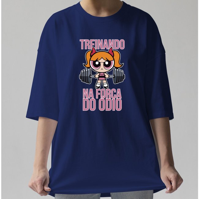 Camiseta Oversized Florzinha TFO Academia Azul Marinho
