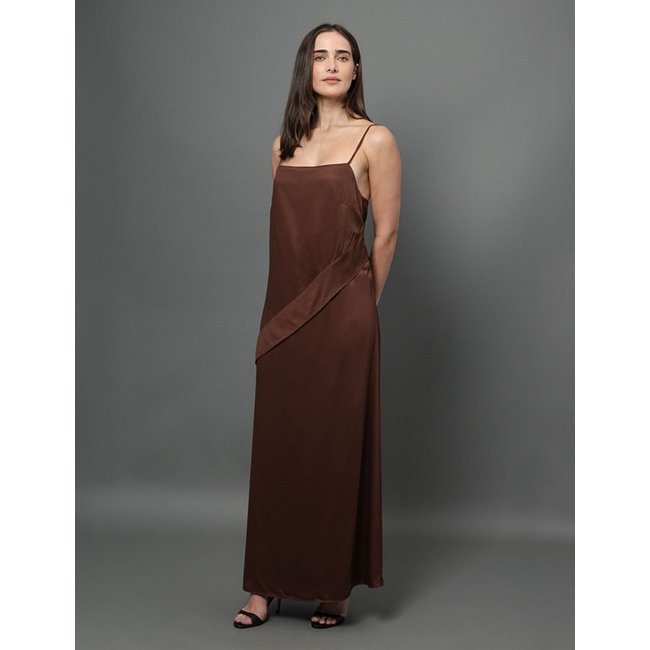 Vestido Feminino Longo Com Faixa Frontal Calvin Klein - Marrom Calvin Klein Jeans