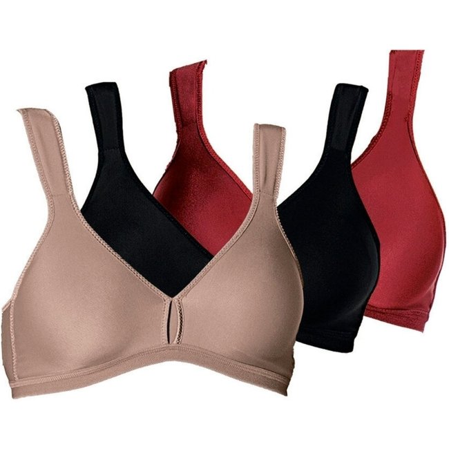 Kit com 3 Sutiãs sem Aro e sem Bojo Olimpo Conforto Demillus 61004 Preto