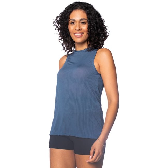 Regata Feminina Estilo do Corpo UV35 Microfuros Marinho