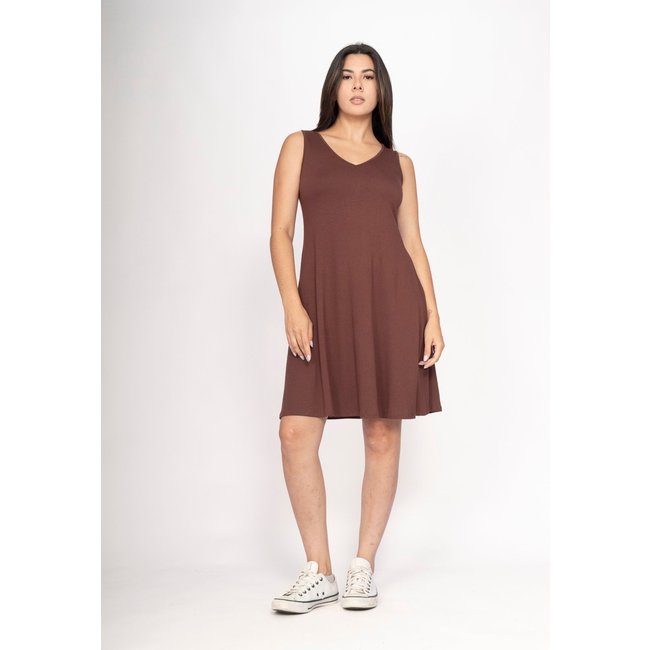 Vestido CabanaFree Amana Curto Regata Malha Marrom