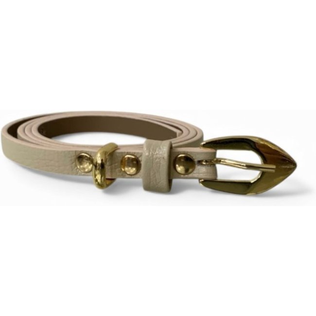Cinto Feminino em Couro Fino 002 Off White