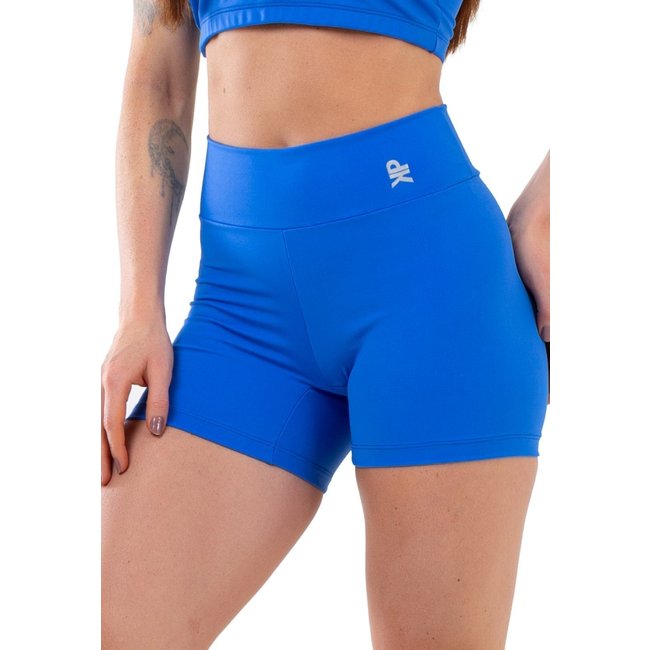 Short Fitness Meia Coxa Cintura Alta Zero Transparência Academia Poliamida Feminino - Azul Royal