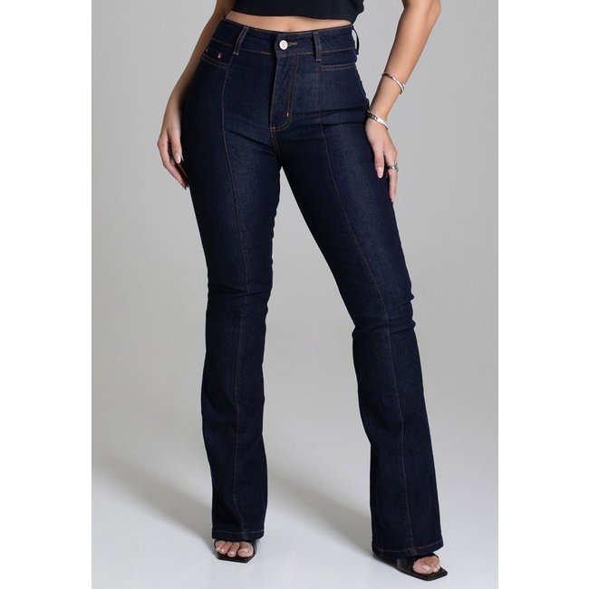 Calça Flare Feminina Sawary Jeans Escura