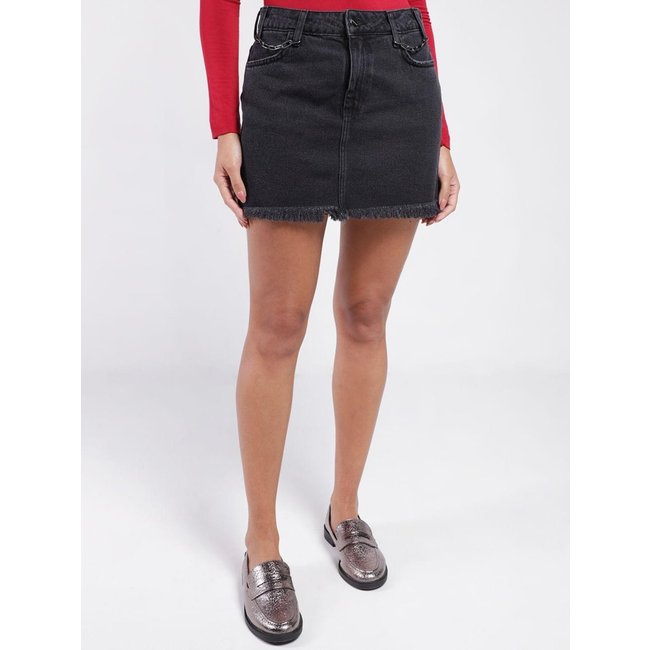 Mini Saia Jeans Autentique Feminina PRETO