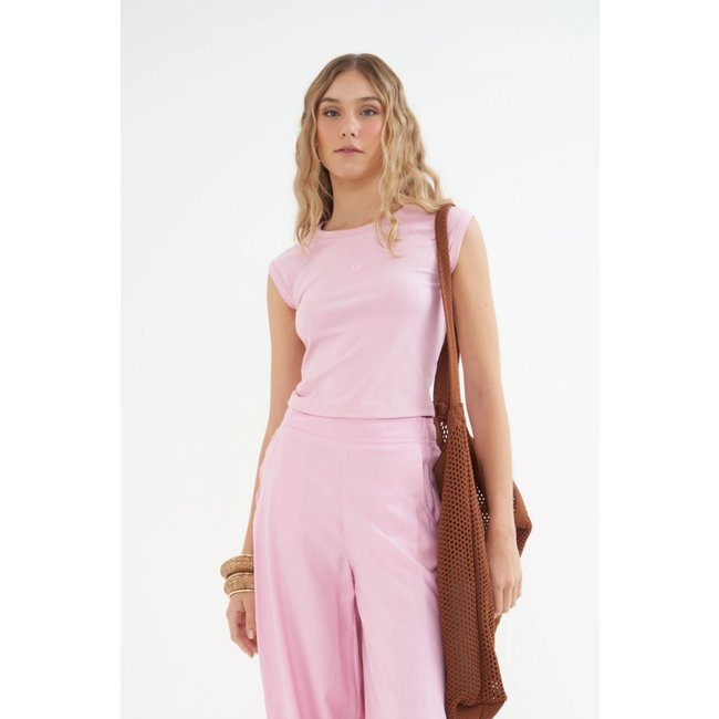 Camiseta Canelada Colcci Rosa Lilibethy