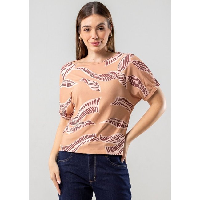 Blusa Pau a Pique Estampada Bege BEGE - XL Pau a Pique