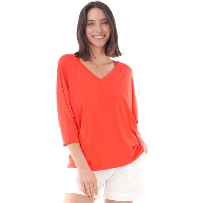 Blusa Ampla Amazonia Vital Morcego Guyrá Manga 3/4 Malha Laranja
