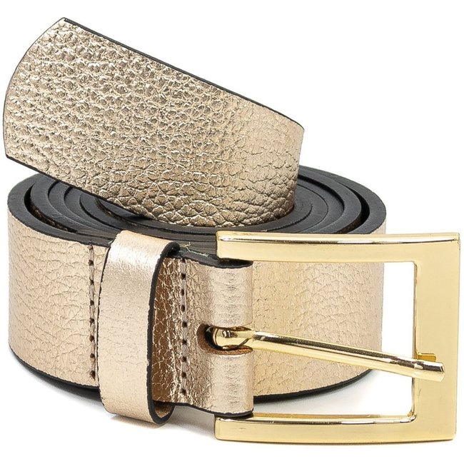 Cinto Feminino Largo em Couro Sapato Show 965 Sapato Show Dourado