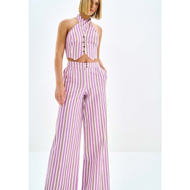 Blusa Frente Única Estampada em Linho com Botões