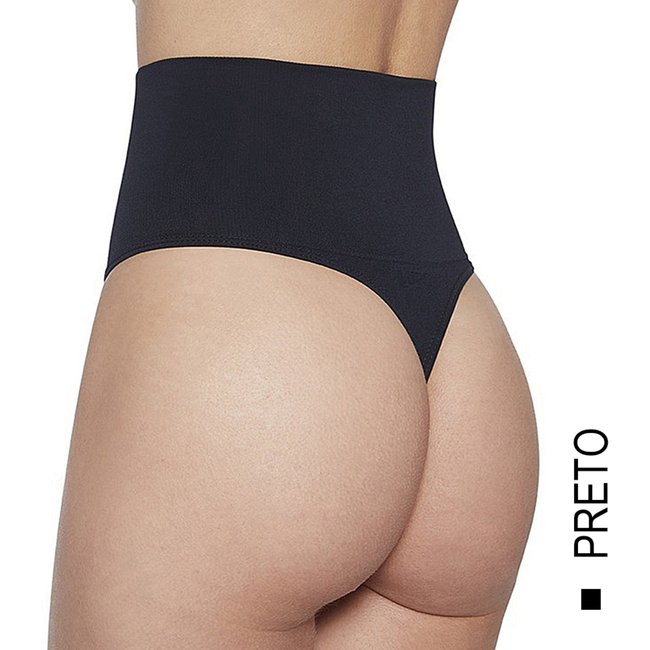 Calcinha Loba Redutora Fio Dental Slim Sem Costura PRETO