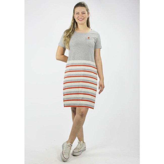 Vestido Pau a Pique Listrado Cinza Mescla MESCLA - P Pau a Pique