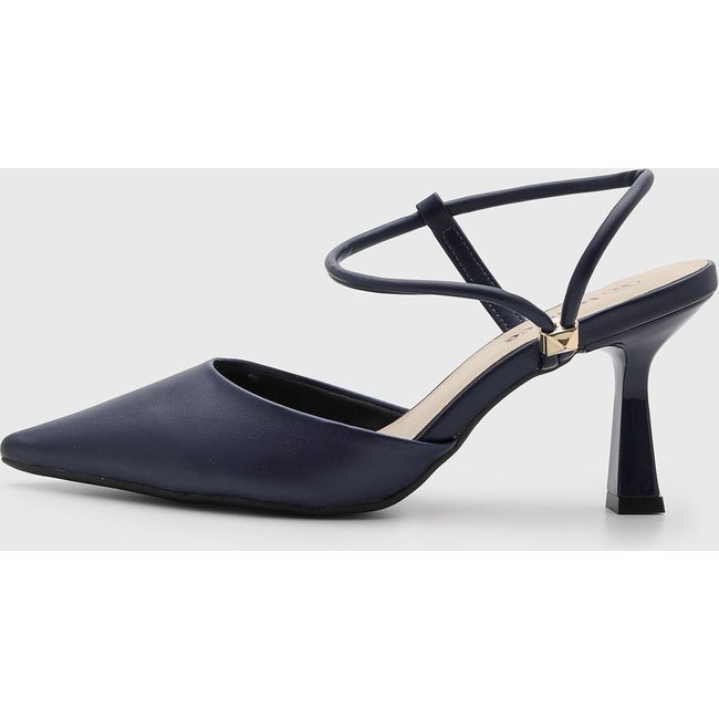 Scarpin Feminino cê Salto Médio Bico Fino Azul Marinho