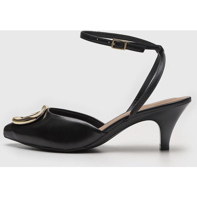 Scarpin Feminino Beira Rio Salto Cone Detalhe Metálico Preto