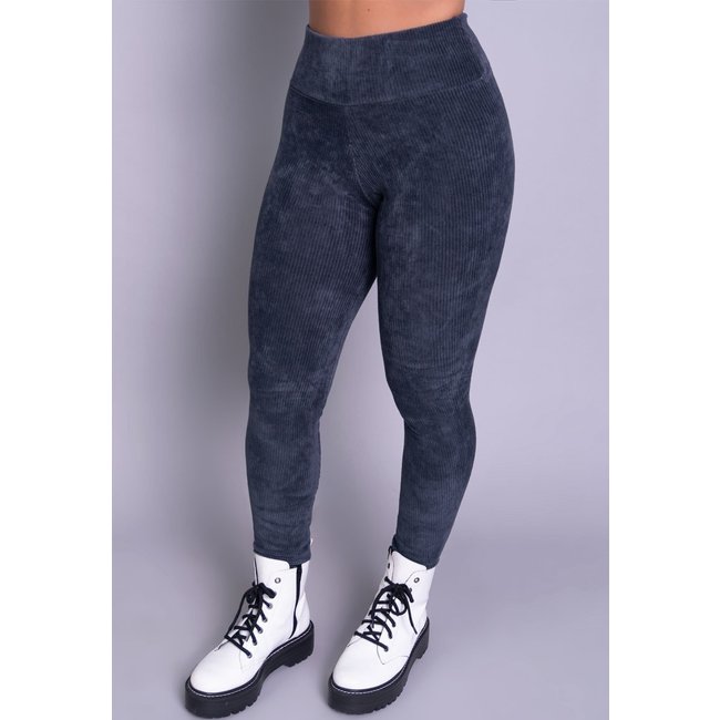 Calça Feminino Legging WLS Modas Veludo Cotelê Cinza