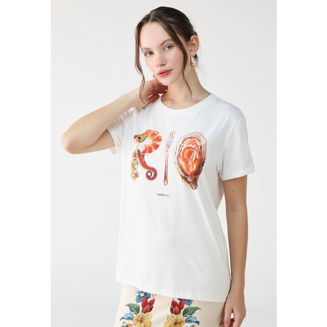 Camiseta FARM Reta Rio Ostra Branca