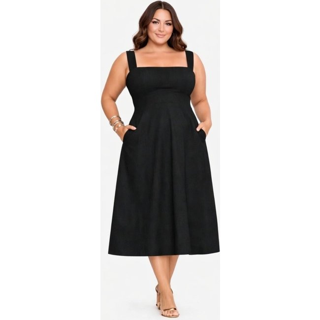 Vestido Midi Plus Size D Bell Outlet Fashion Alça Preto