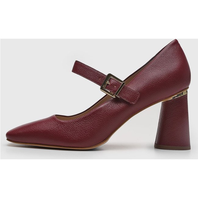 Scarpin Feminino Jorge Bischoff Mary Jane Salto Bloco Vinho