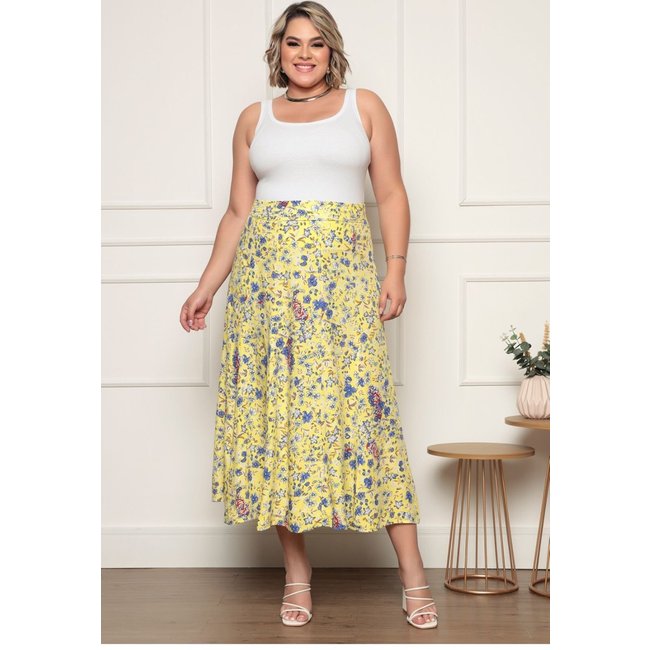 Conjunto Feminino Saia Estampada e Regata Modelo Tendência