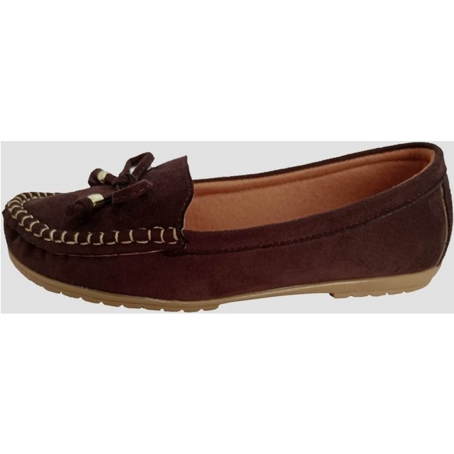 Sapatilha Mocassim Moda Pé Costurado À Mão Conforto Cor Café