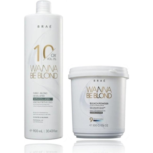 BRAÉ Wanna Be Blond 3% Água Oxigenada 10 Volumes 900ml+Pó Descolorante 500g